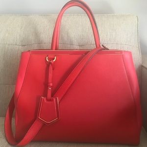 Fendi 2 Jour Medium red Authentic Handbag